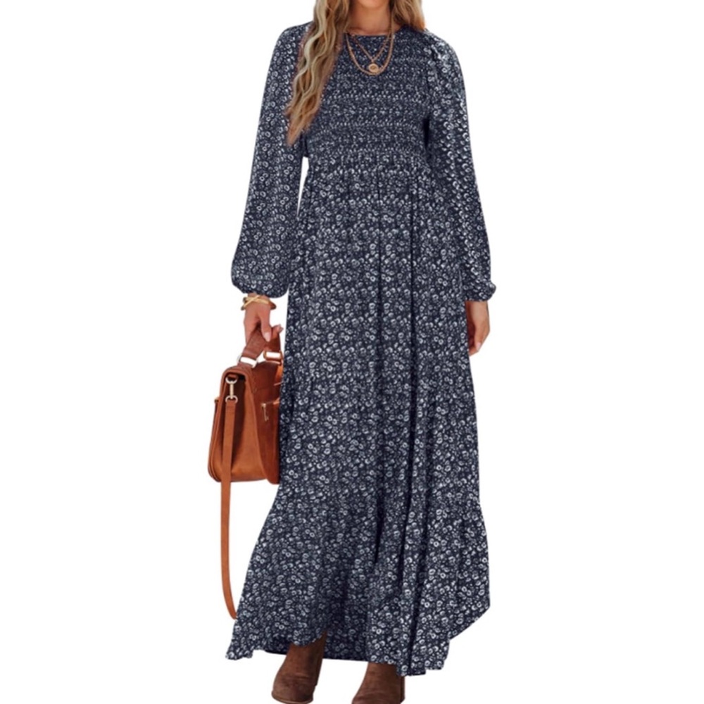 New PRETTYGARDEN Navy Flowy Casual Maxi Dress in Size Medium